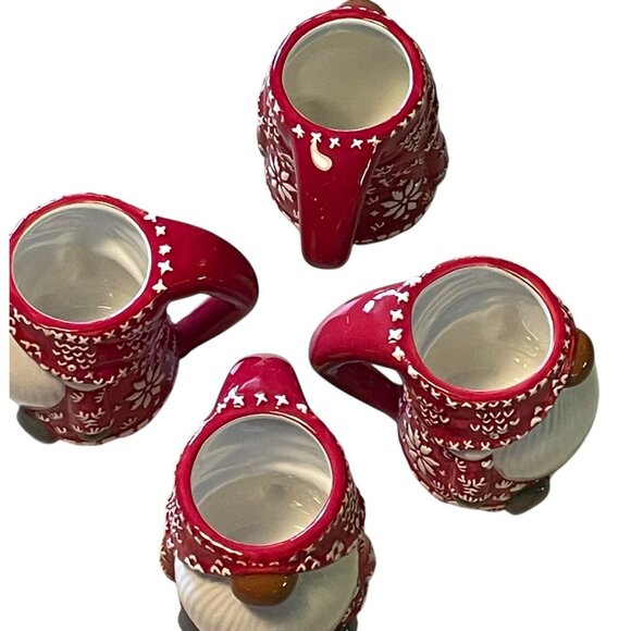 Pottery Barn  Set of 4 Red Fig Sweater Gnome Mugs Winter Christmas Holidays - Picture 8 of 10